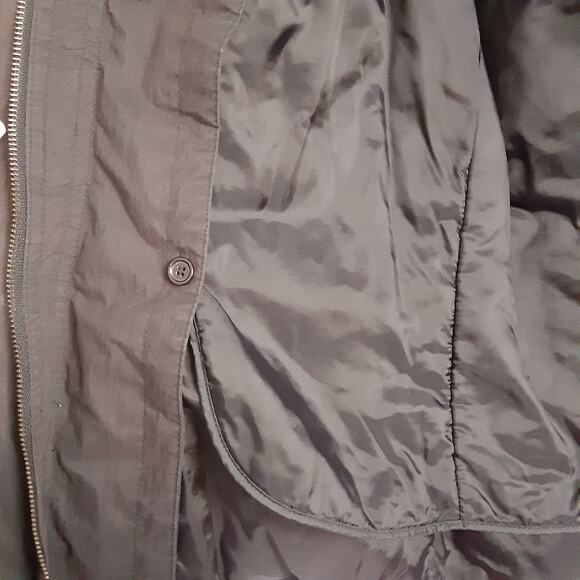 London Fog Black Sueded Utility Jacket Funnel Neck Windbreaker Raincoat Womens M - Picture 9 of 13